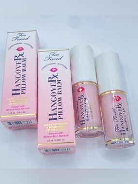 2 X Too Faced Hangover Pillow Balm Ultra Hydrating Lip Treatment 0.14 OZ New